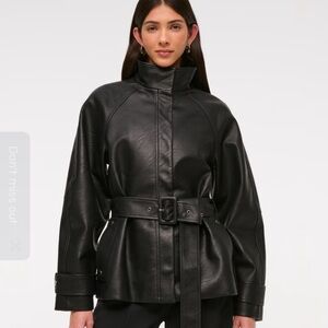 Abercrombie vegan leather belted jacket